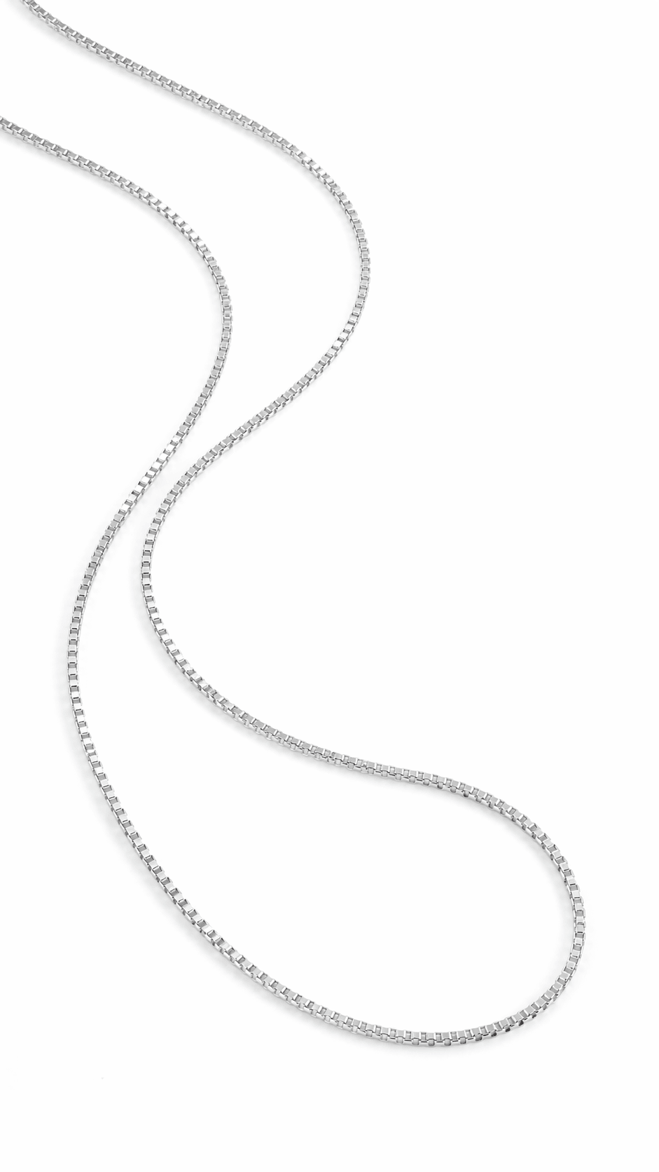 A sterling silver everyday box chain for stacking necklaces. Sterling Silver jewellery & Canadian jewellery by BIPOC jewellery designer