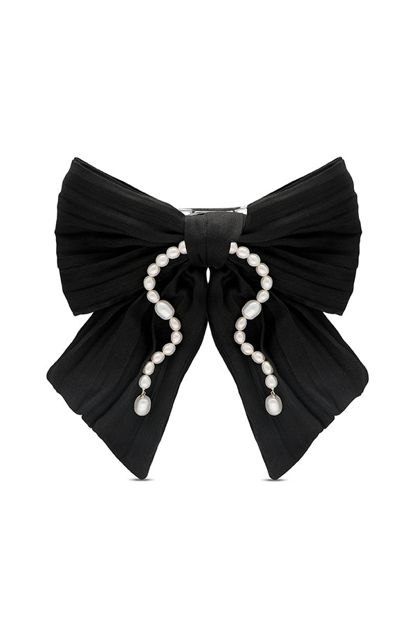 Delphine Bow Barrette with Freshwater Pearls